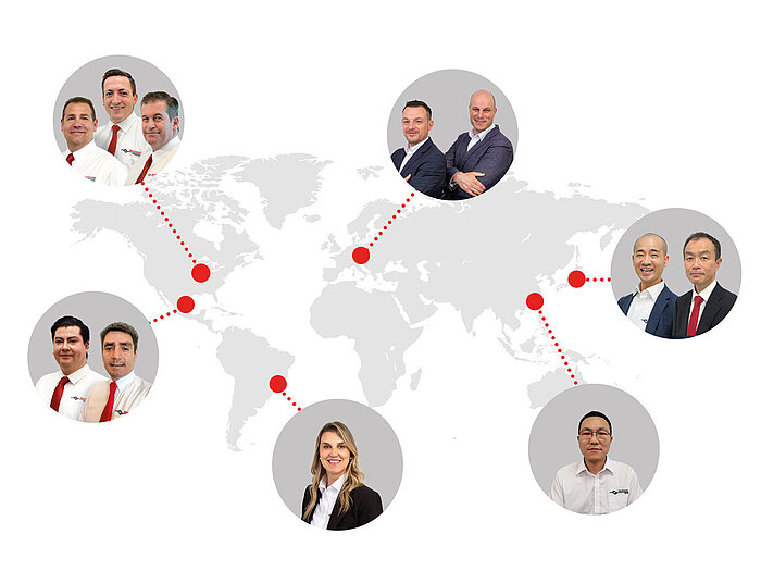 World map shows the international positioning of our automotive team