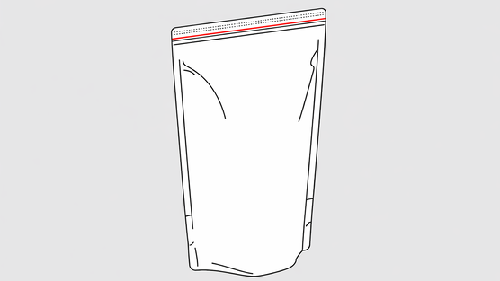Pillow bag with red marked ultrasonic top seal
